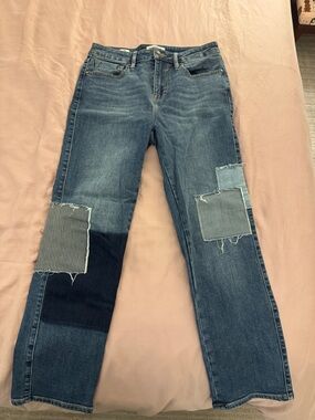 Vigoss The Baxter Mixed-Panel Straight-Leg Jeans in Blue